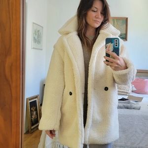 K Zell Paris Long white teddy coat shearling coat cream warm white coat